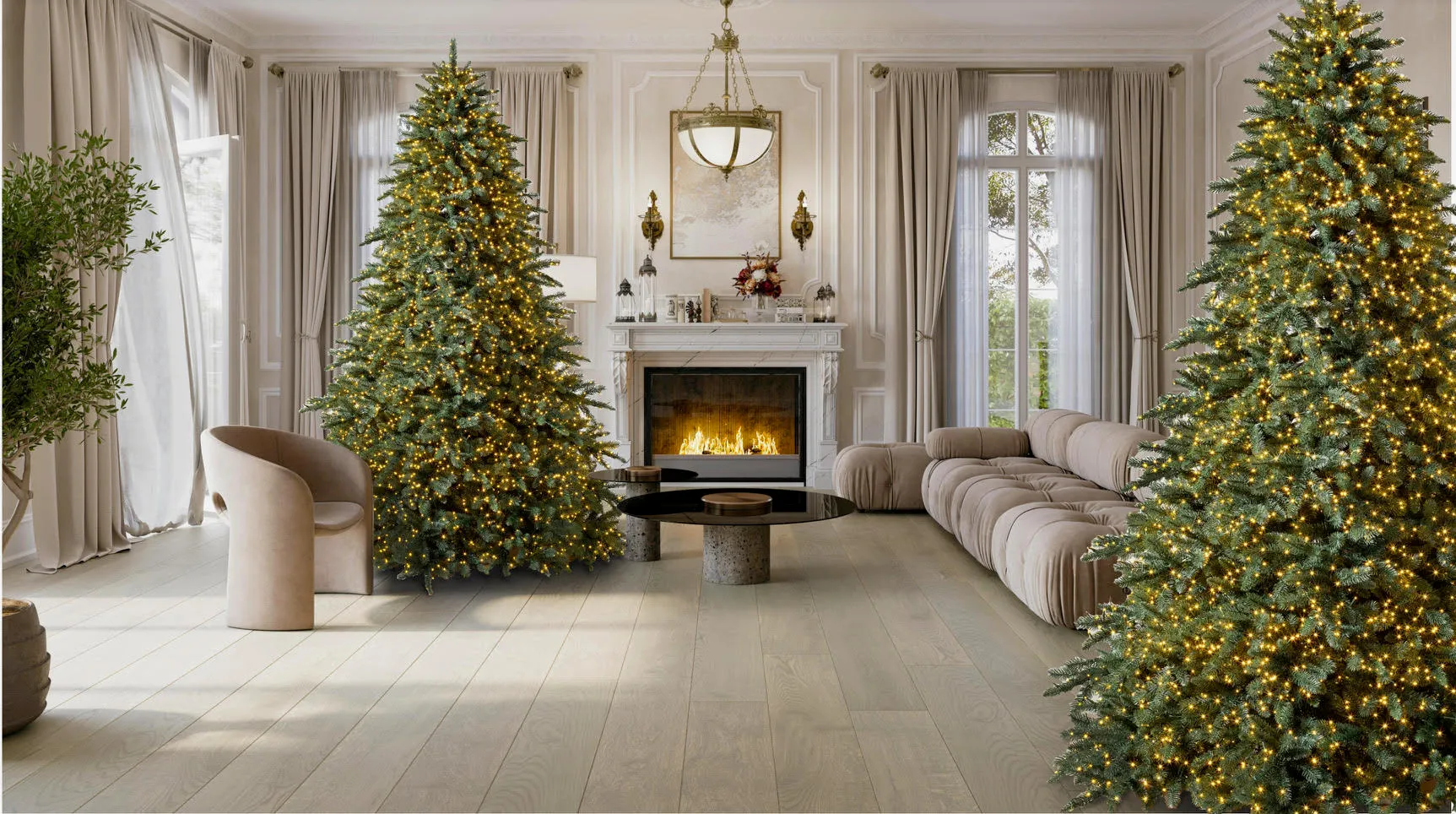 Christmas tree in a serene lounge area