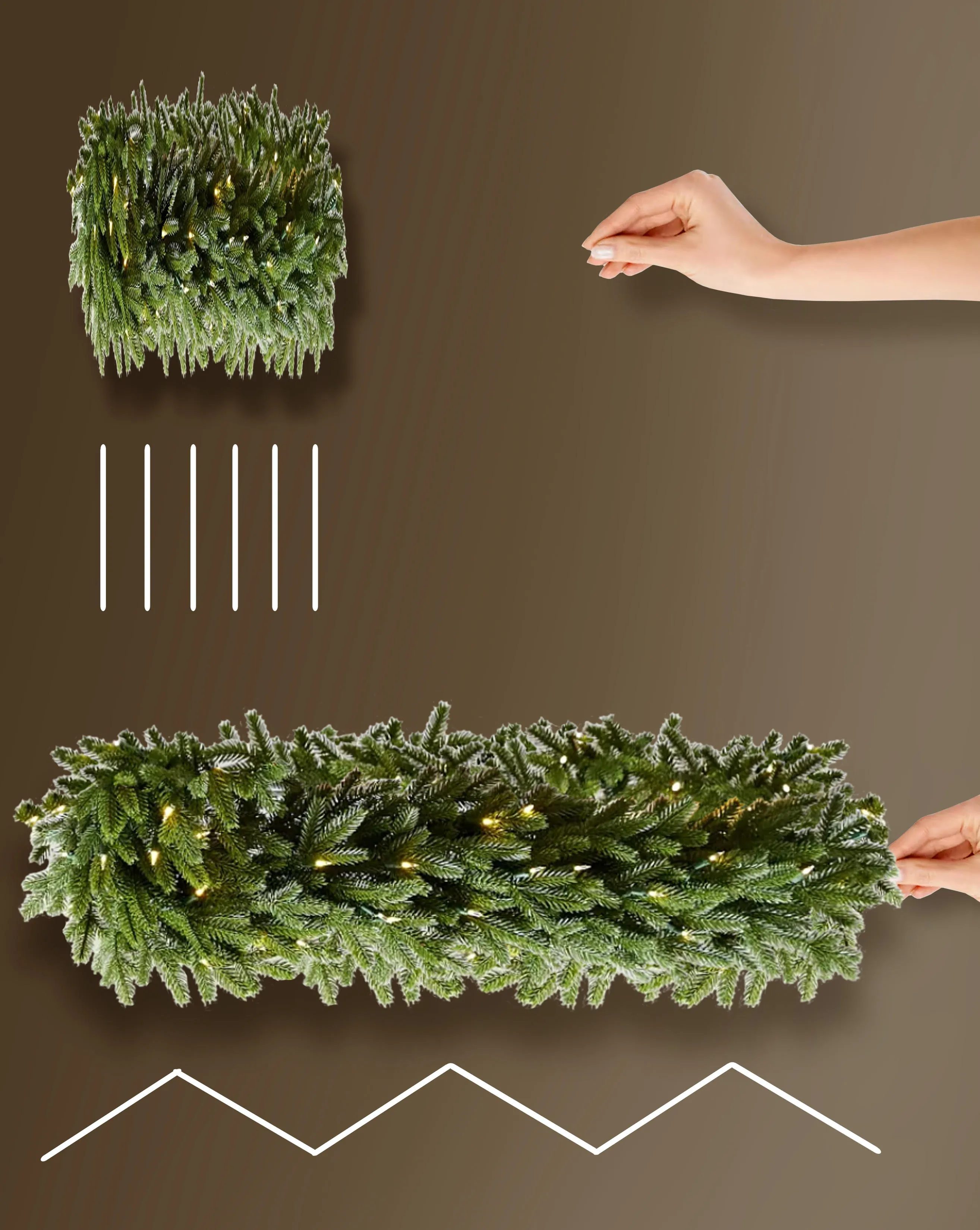 Close view of ornaments and lights on a Christmas tree